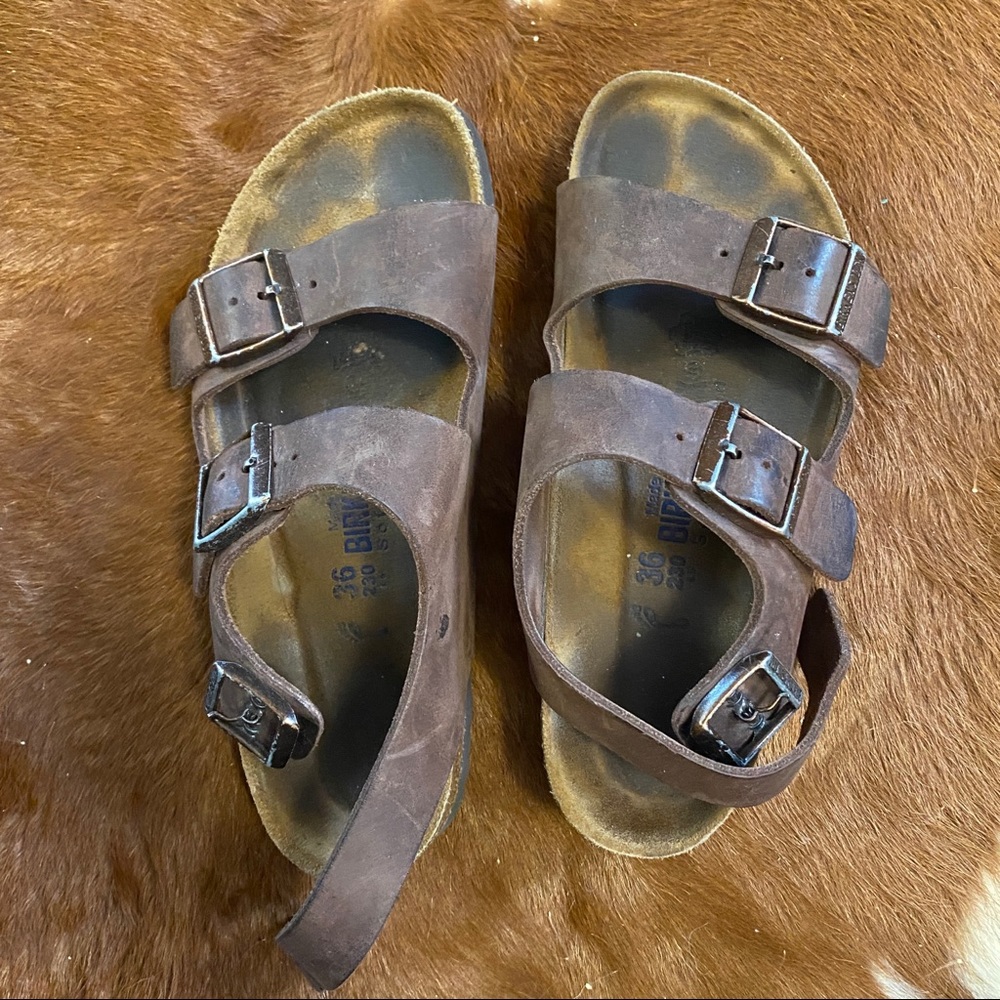 Brown Leather Birkenstock Milano Sandals